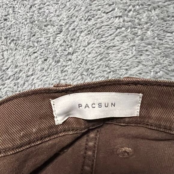 PacSun Canvas Pants Mens 29 x30 Straight Leg Double Knee Work Baggy Brown - Picture 5 of 11